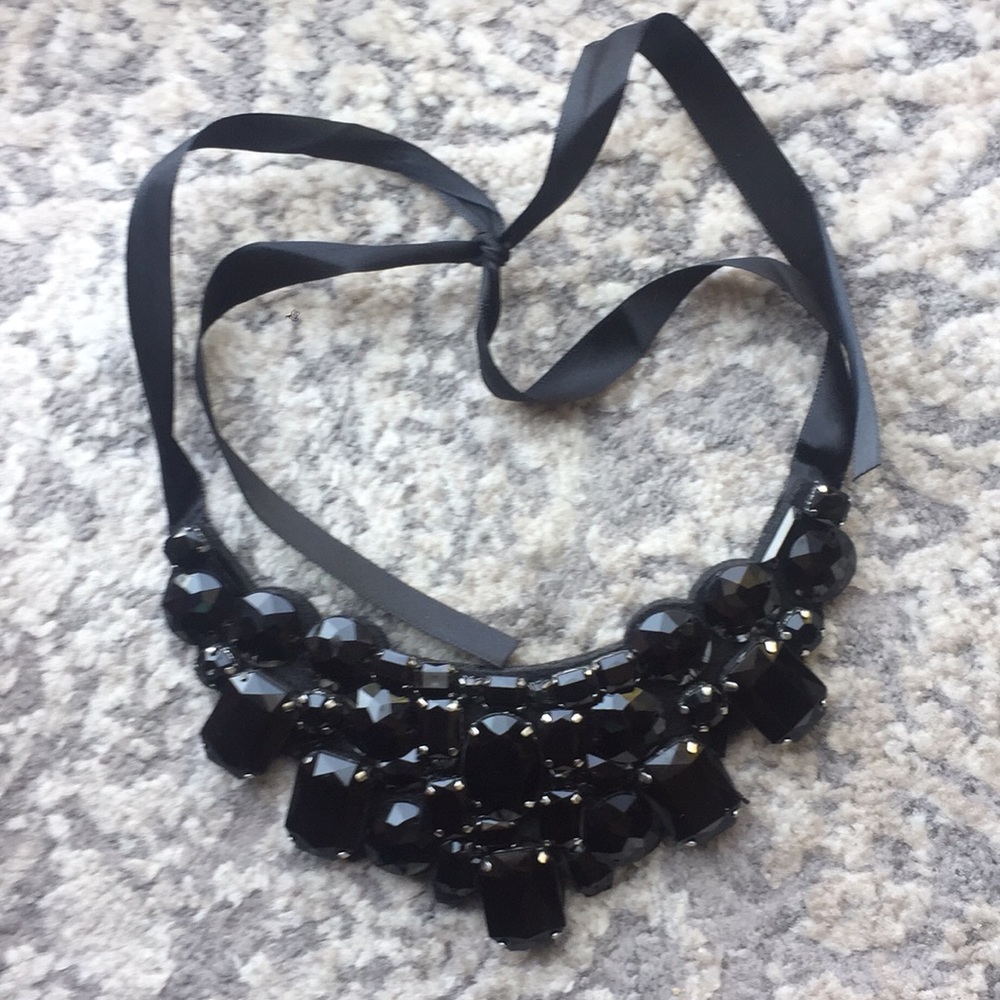 Black rhinestone necklace formal prom necklace